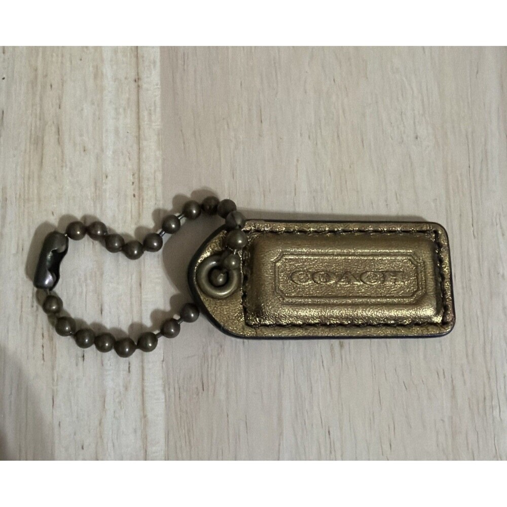 Vintage Y2K Special Edition 2004 Coach Hang Tag Gold Leather Bag Charm Fob Brass